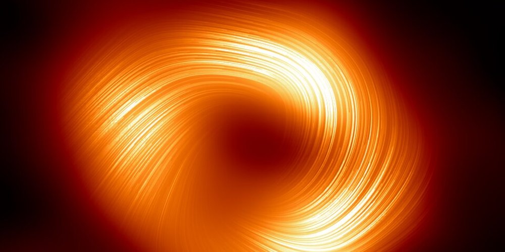Image polarisée du trou noir Sagittarius A*, illustrant le Tome XXII — Écrire jusqu'à la fin du monde